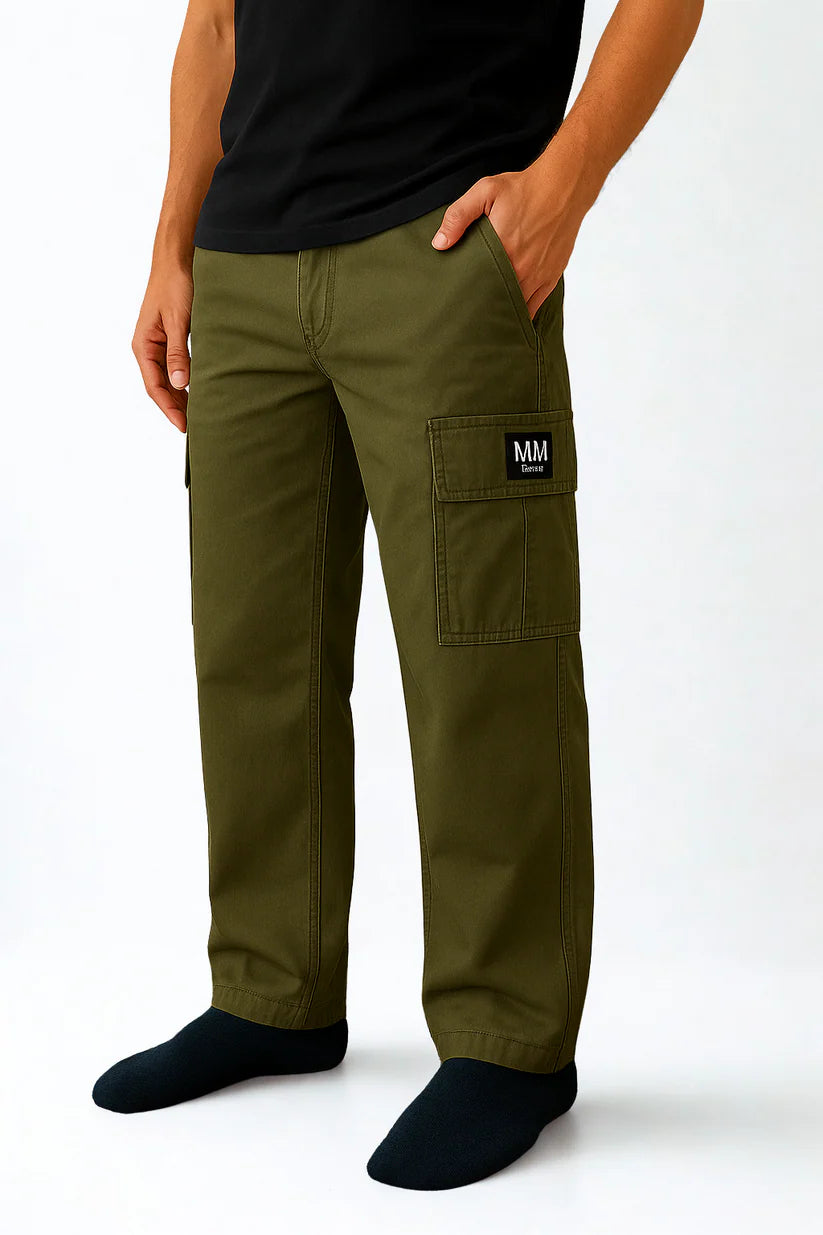 Commando Green Baggy Fit Cotton Cargo Trouser - Unisex