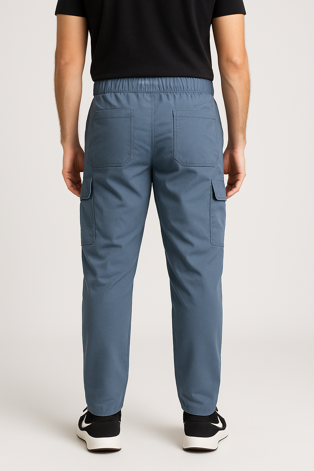 Blue Imported Loose Bottom Power Stretch Cargo Trouser
