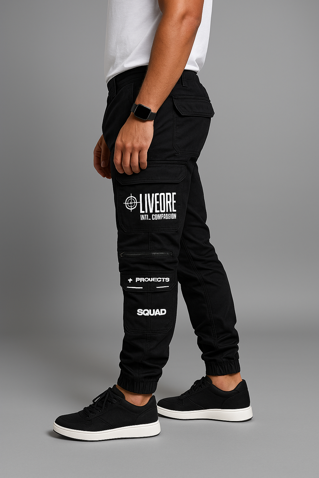 Black Squad Live Or Die Straight Cargo Trouser