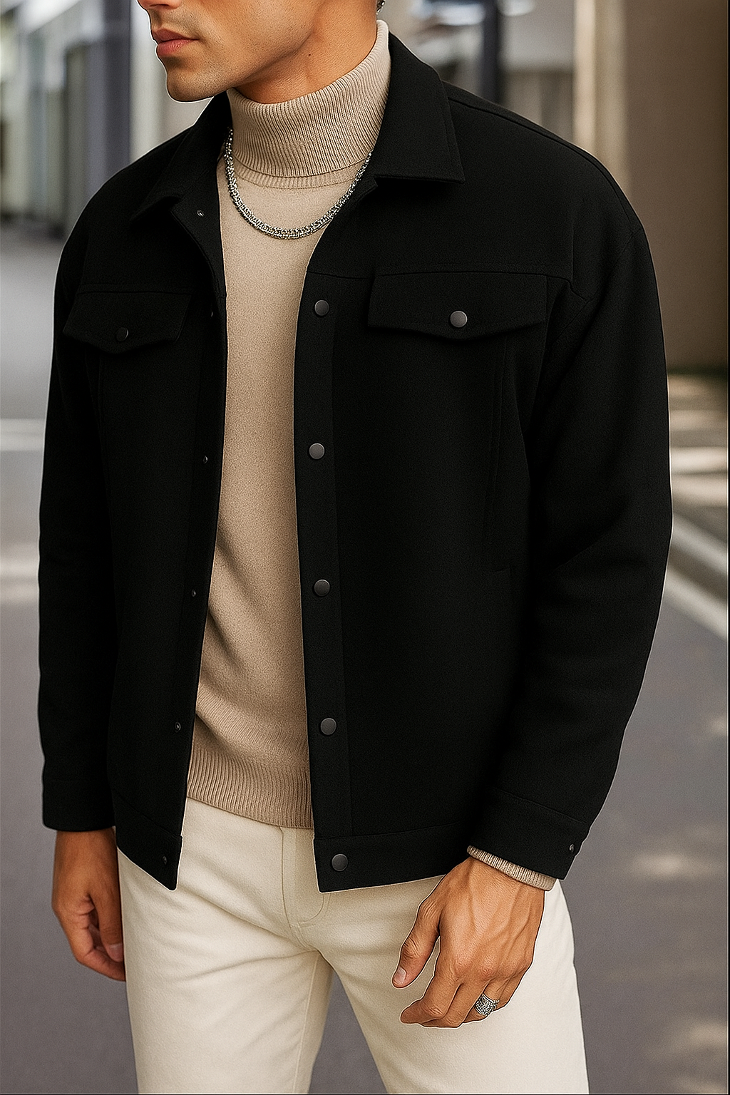 Pack Of 2 Black & Dark Green Korean Minimalist Jacket - Unisex