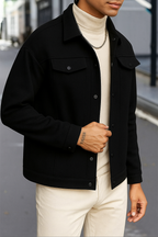 Pack Of 2 Black & Dull Brown Korean Fleece Minimalist Jacket - Unisex