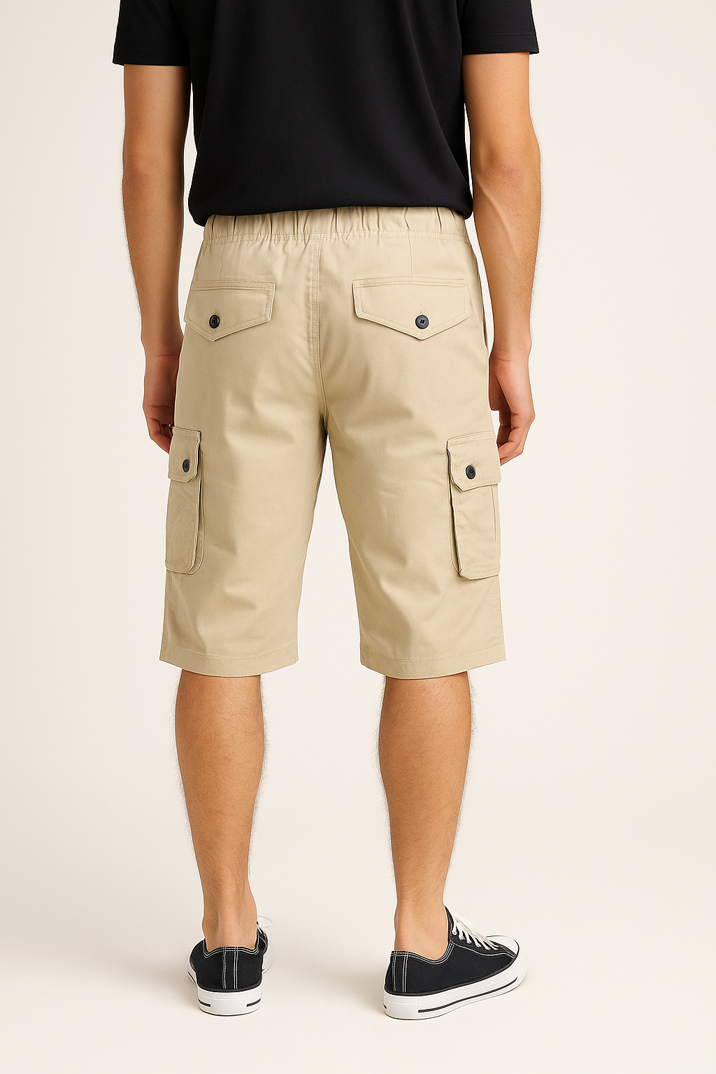 Khaki Tri Quarter 6 Pocket Cargo Shorts