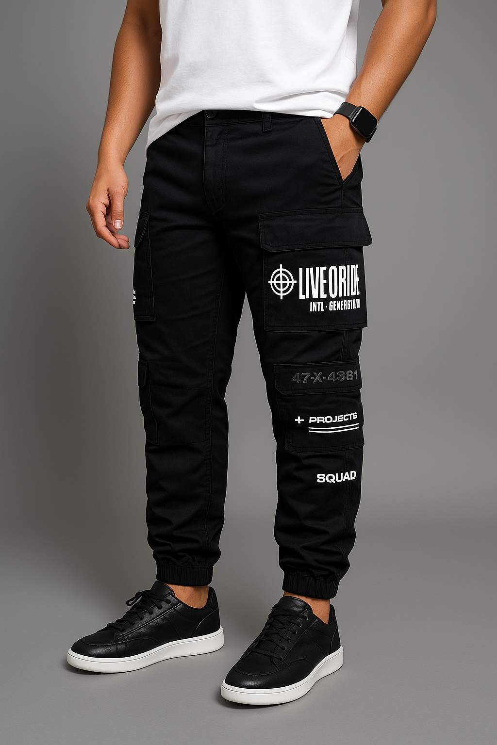 Black Squad Live Or Die Straight Cargo Trouser