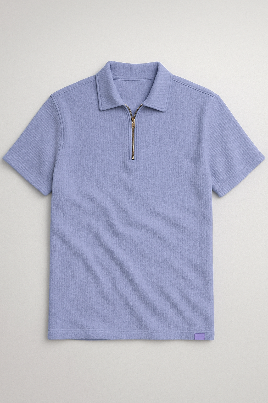 Thermal Line Half-Zipped Polo Shirt - Aqua Blue