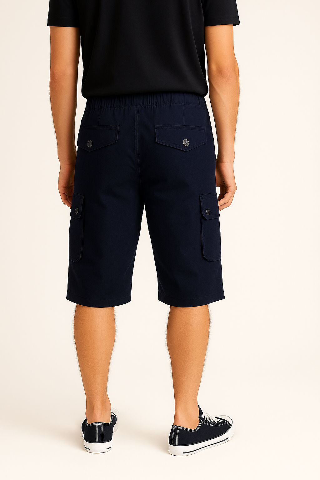 Dark Blue Tri Quarter 6 Pocket Cargo Shorts