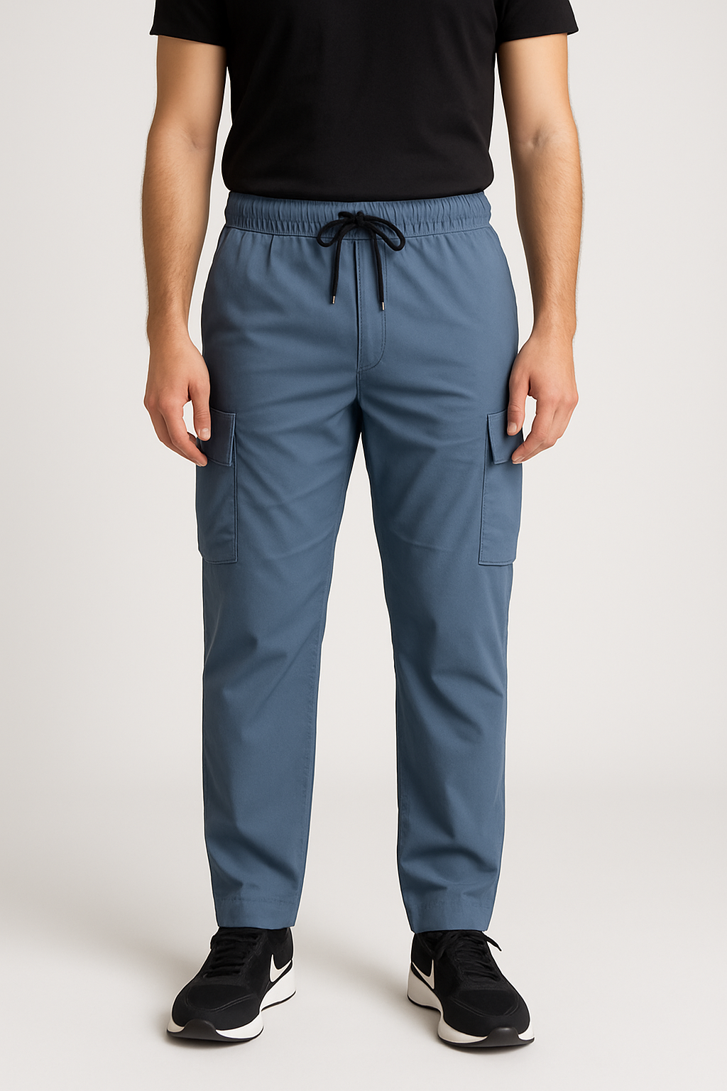 Blue Imported Loose Bottom Power Stretch Cargo Trouser