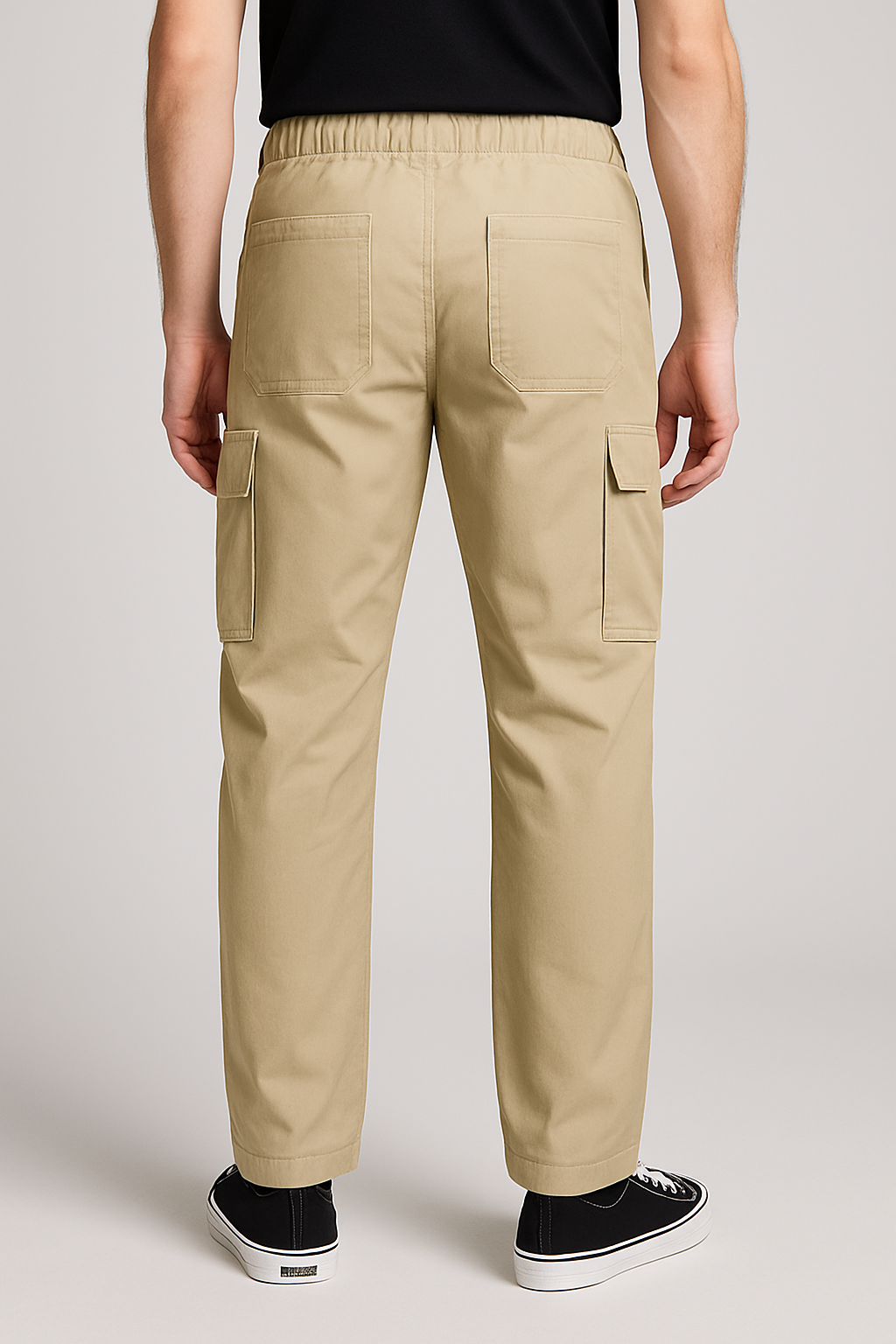 Beige Imported Loose Bottom Power Stretch Cargo Trouser