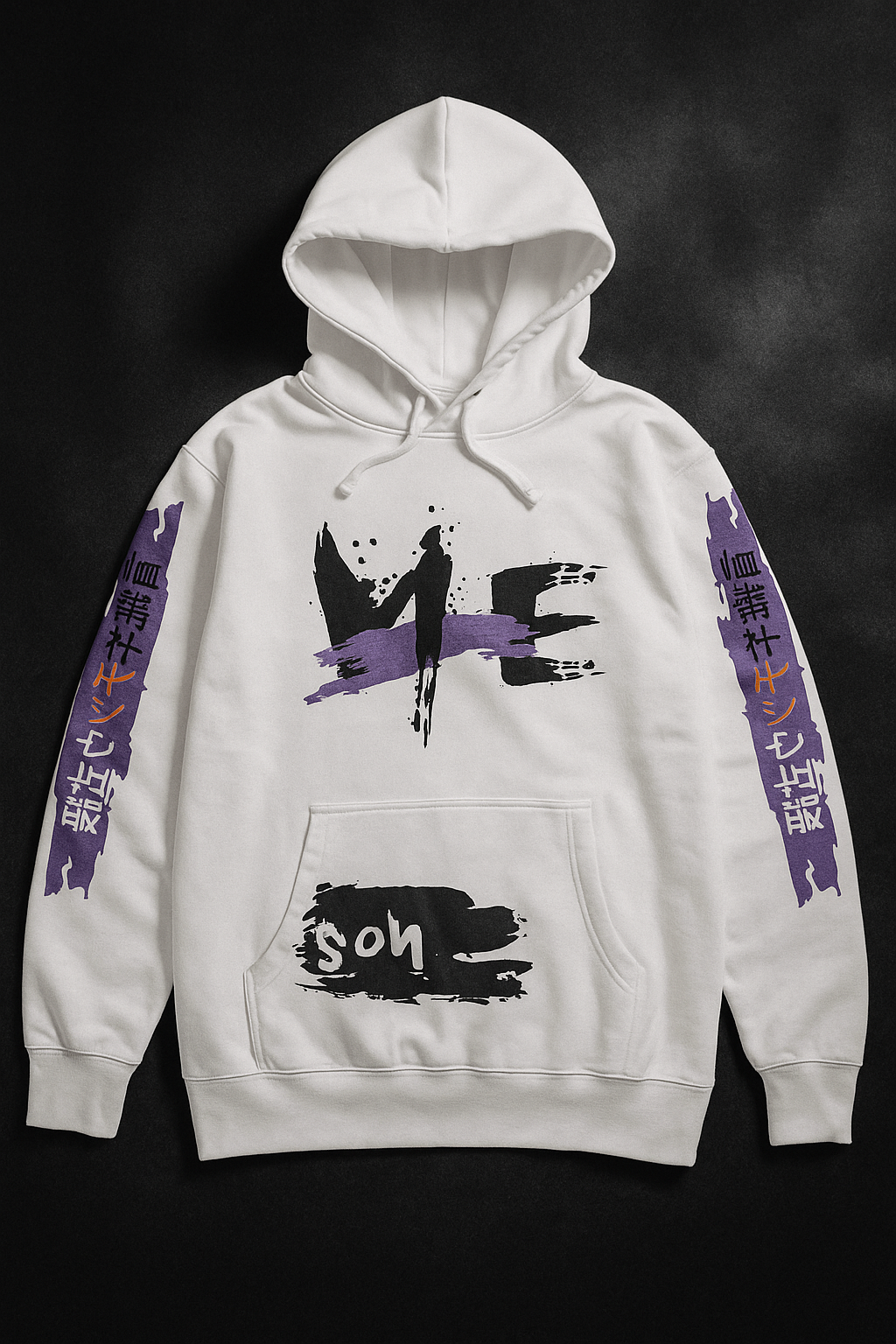 JAPANESE GRAPHIC WHITE PULLOVER HOODIE