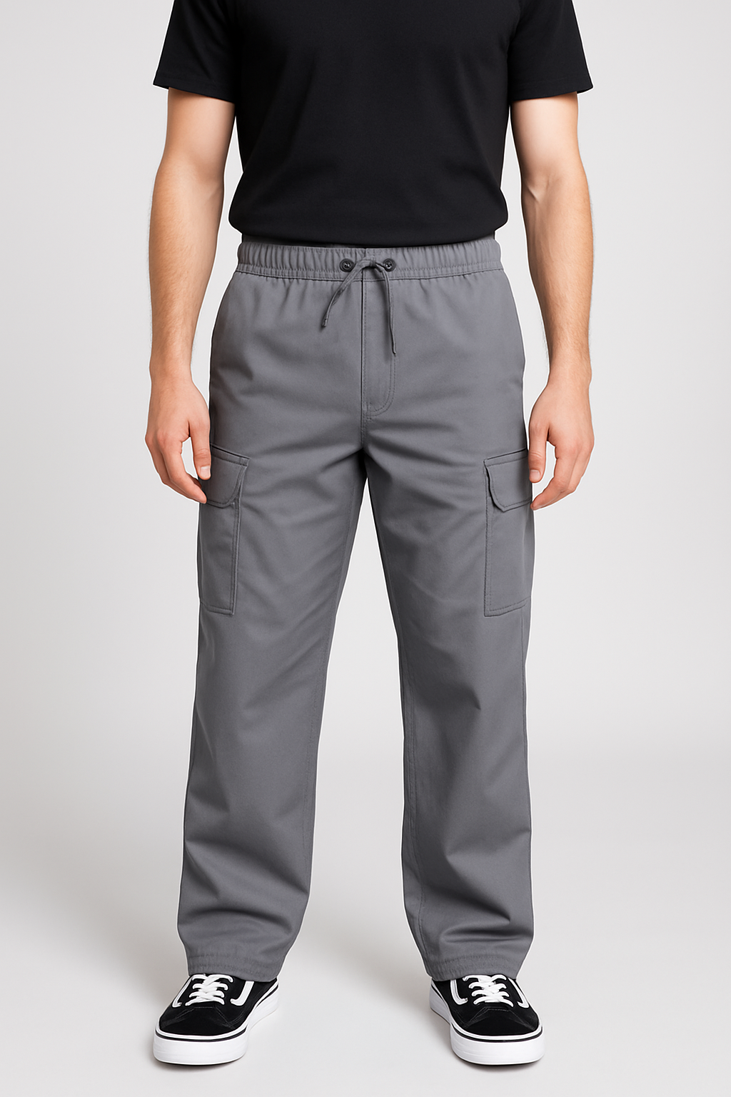 Dark Gray Imported Loose Bottom Power Stretch Cargo Trouser