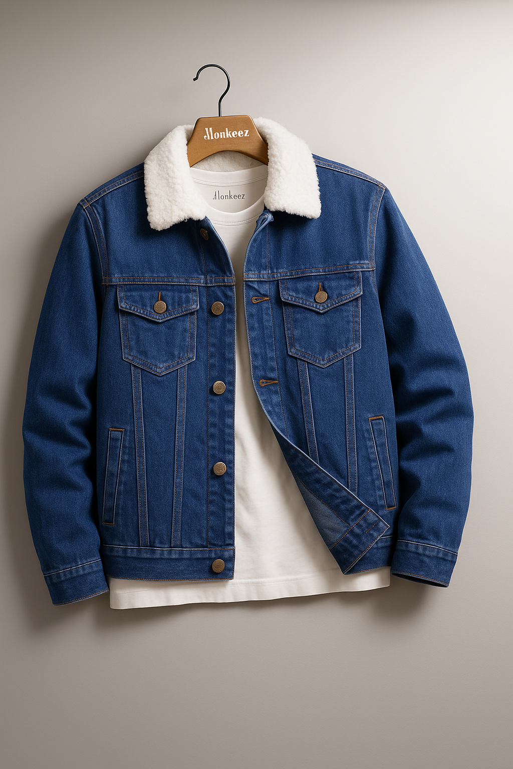 FROST COLLAR DARK BLUE DENIM JACKET - UNISEX