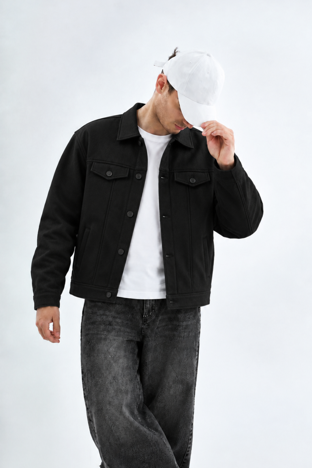 Black Korean Fleece Minimalist Jacket - Unisex