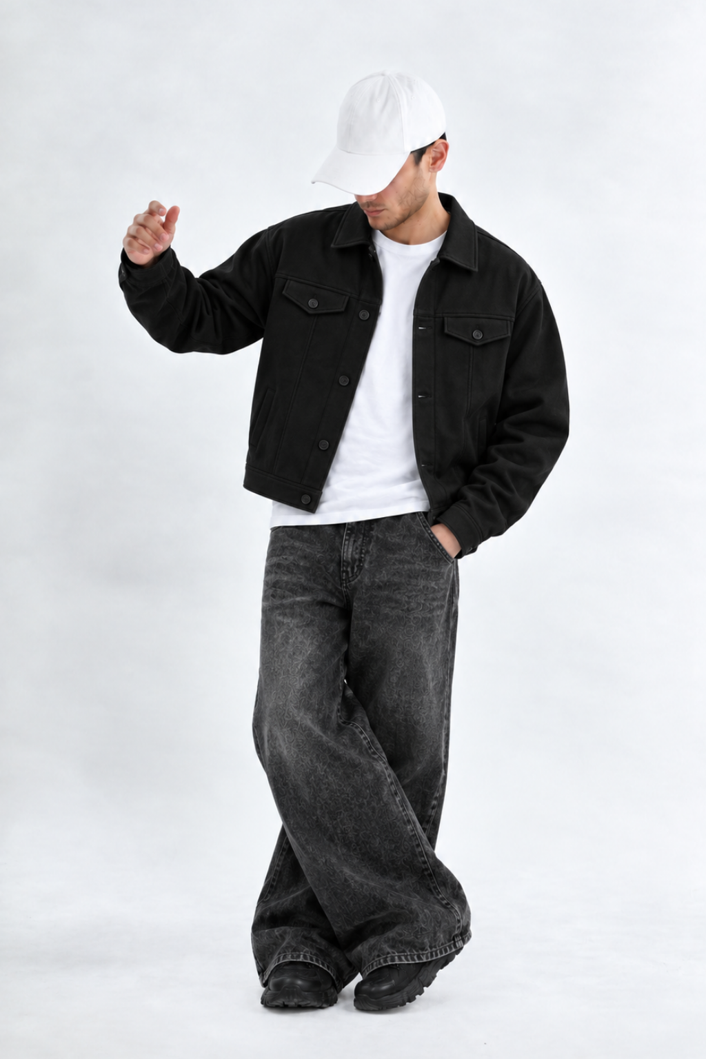 Black Korean Fleece Minimalist Jacket - Unisex