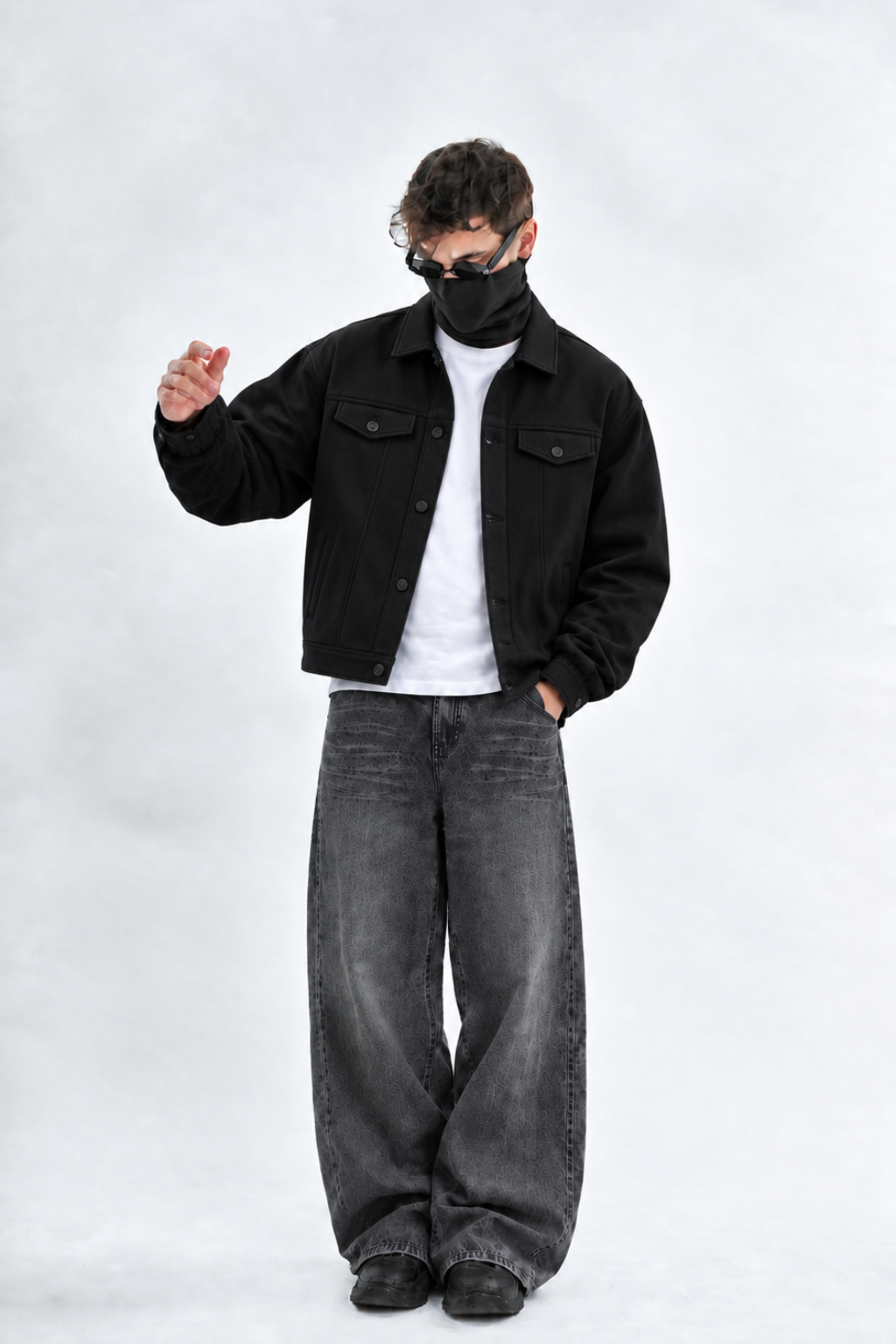 Black Korean Fleece Minimalist Jacket - Unisex