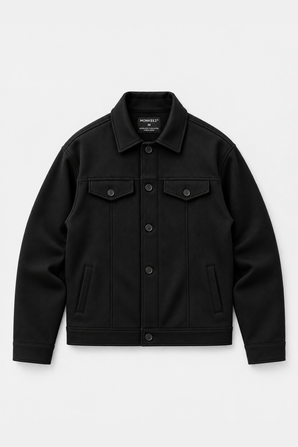 Black Korean Fleece Minimalist Jacket - Unisex