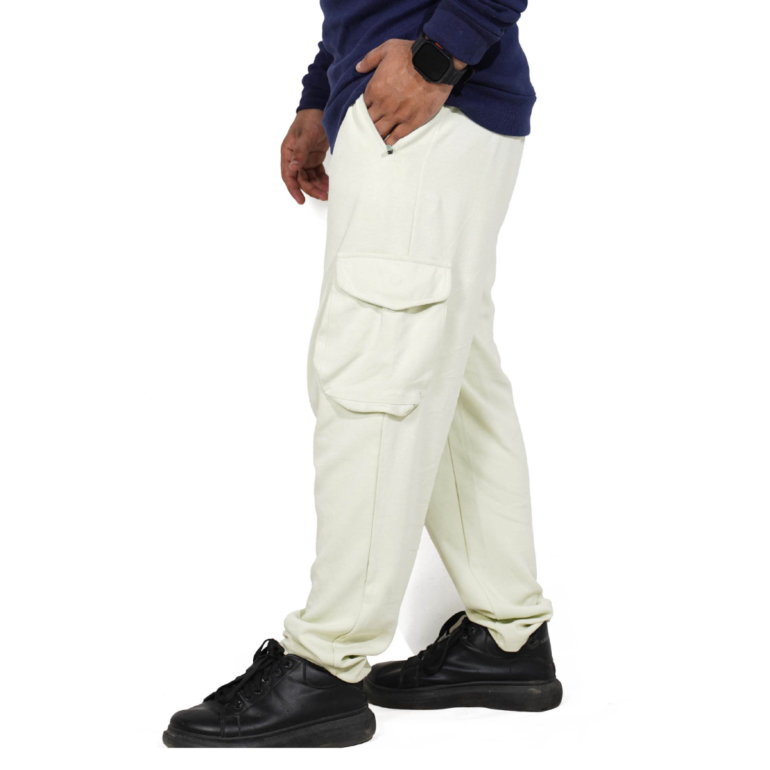 CREAM WHITE STRAIGHT CARGO TROUSER