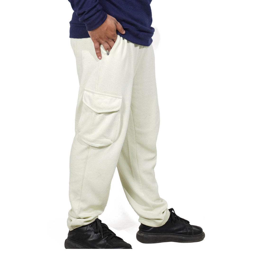 CREAM WHITE STRAIGHT CARGO TROUSER