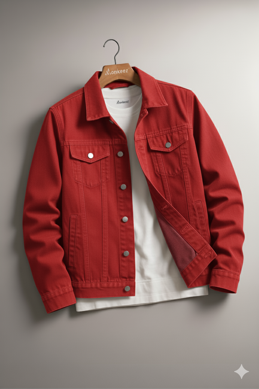 SHARP RED DENIM JACKET - UNISEX