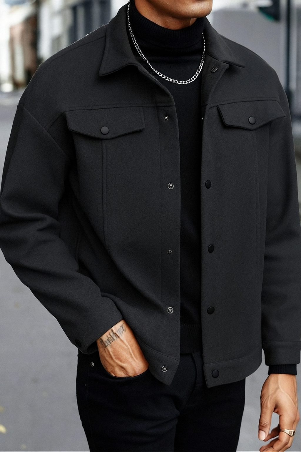 Charcoal Korean Minimalist Jacket - Unisex