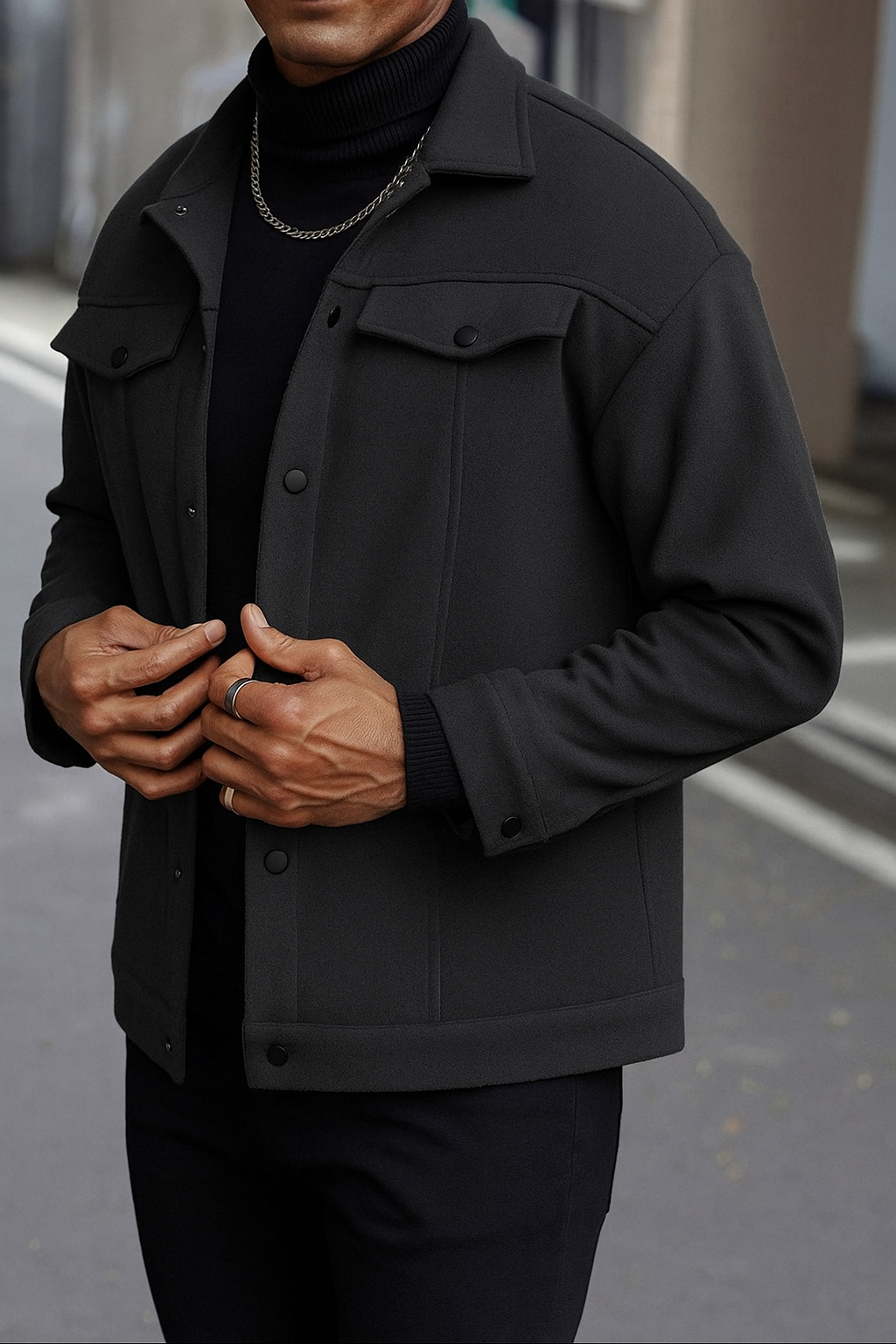 Charcoal Korean Minimalist Jacket - Unisex