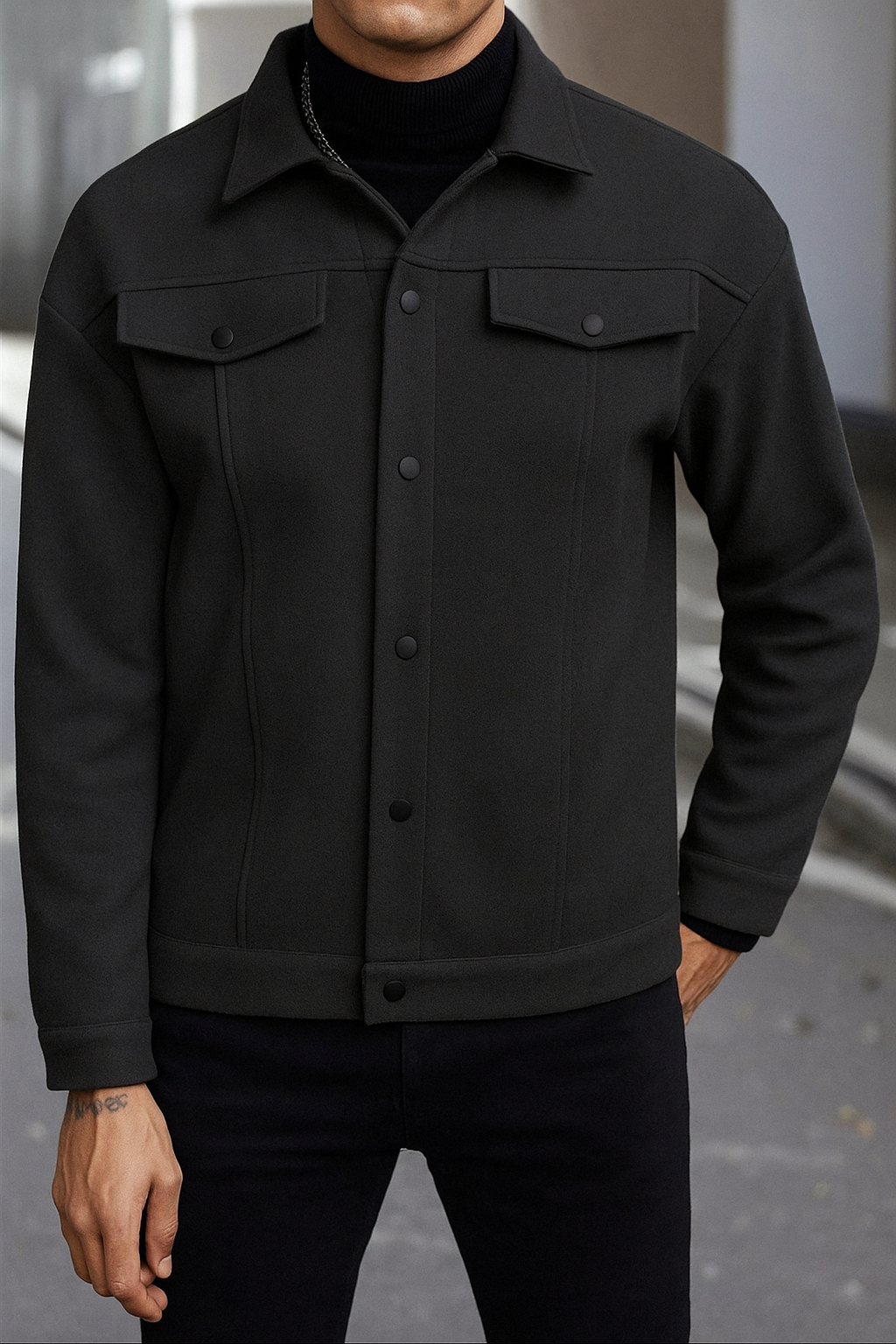 Charcoal Korean Minimalist Jacket - Unisex