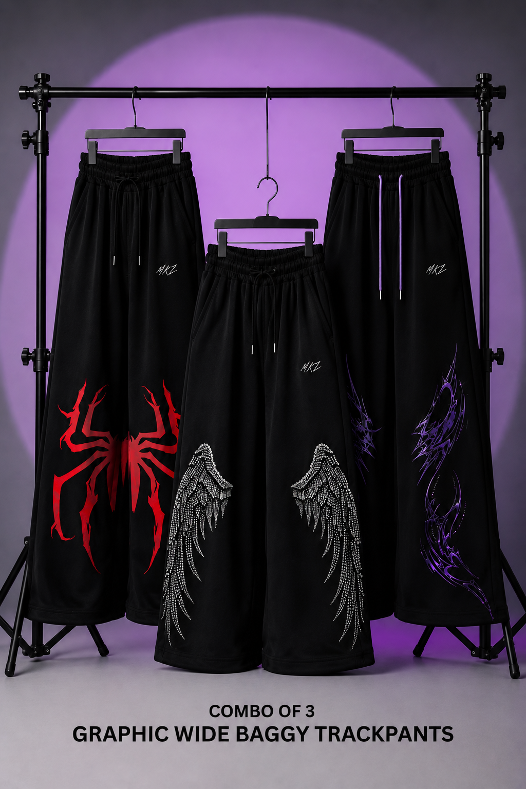 COMBO OF 3 GRAPHIC WIDE TROUSER | UNISEX